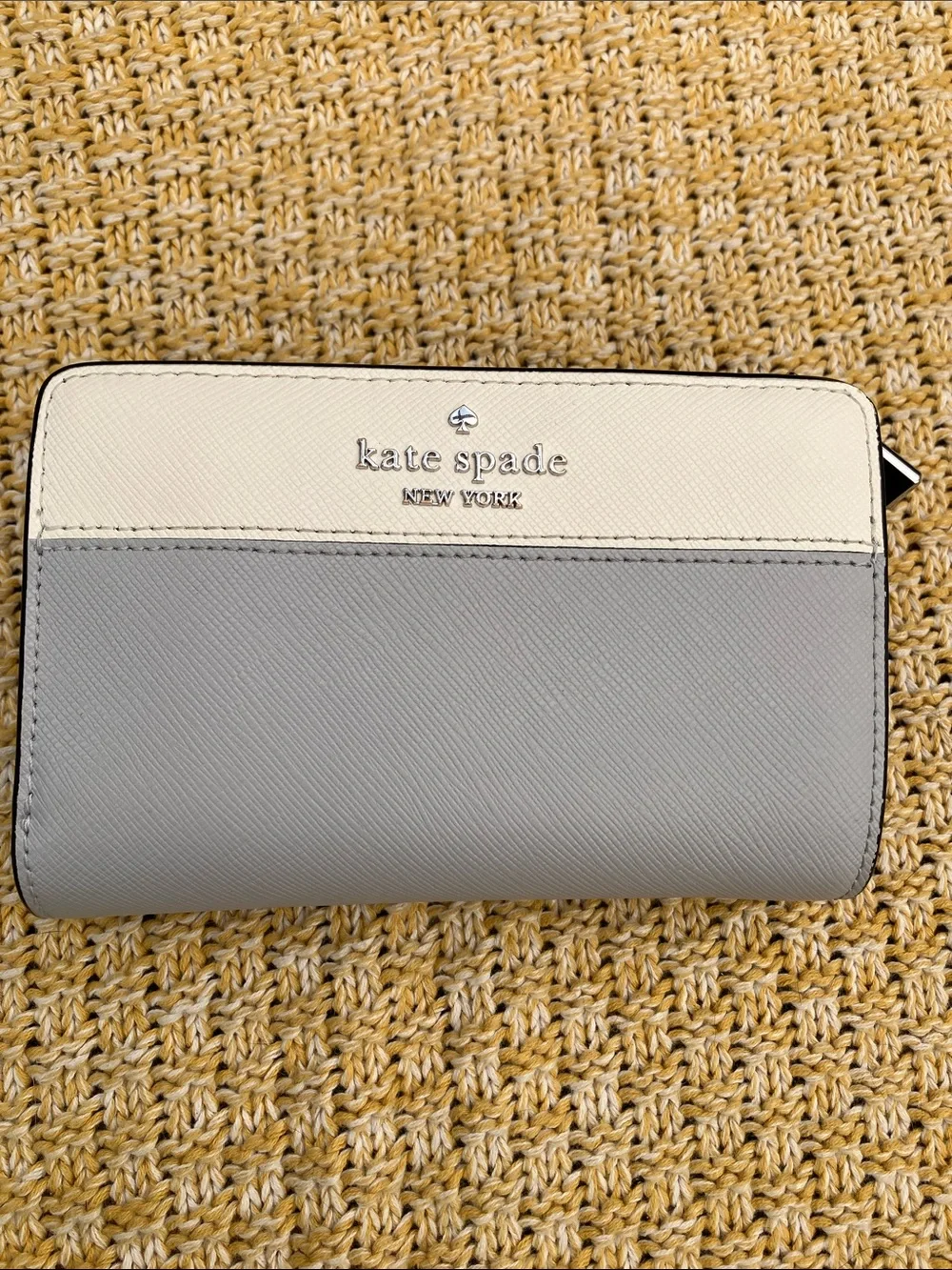 NWOT Kate Spade Madison Satchel Light Platinum Gray & Cream Colorblock + Wallet